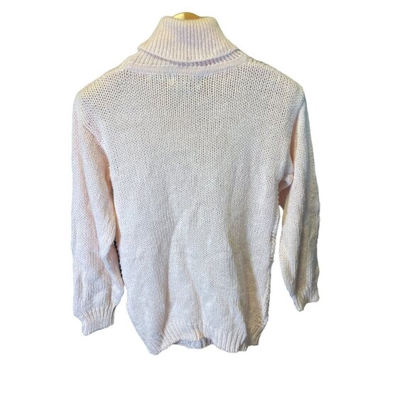 Vintage 90s Christine Light Pink Knit Turtleneck Long Sleeve Sweater Sz S - Picture 2 of 9